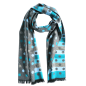 Preview: Scarf Shawl 100% Silk Flannel Jacquard Melange Grey Blue Points