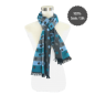 Preview: Scarf Shawl 100% Silk Flannel Jacquard Melange Grey Blue Points