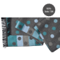 Preview: Scarf Shawl 100% Silk Flannel Jacquard Melange Grey Blue Points