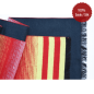 Preview: Seidenflanell Schal Rot mit Gelben Streifenmuster