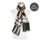 Preview: Scarf Shawl 100% Silk Flannel Jacquard Black Red Grey