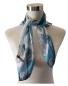 Preview: Foulard Shawl Silk Satin Birds Asia Water Plant Blue Grey