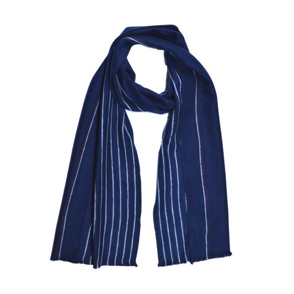 Scarf Shawl Silk Flannel Navy White