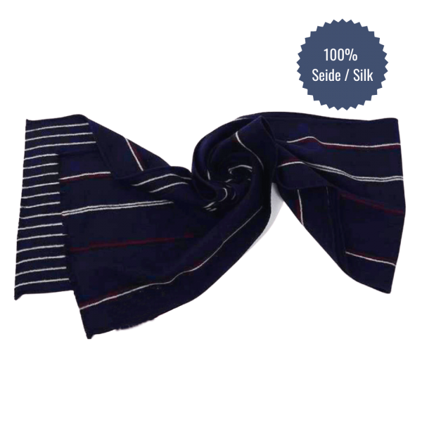 Scarf Shawl Silk Flannel Navy White