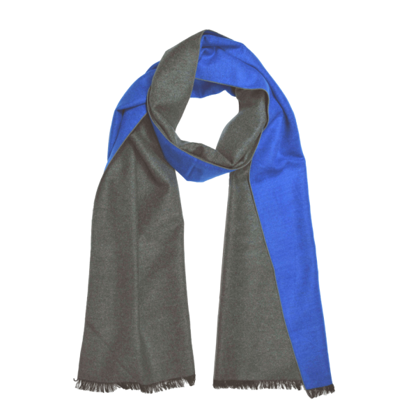 Scarf Shawl Silk Flannel Jacquard Royal Anthracite