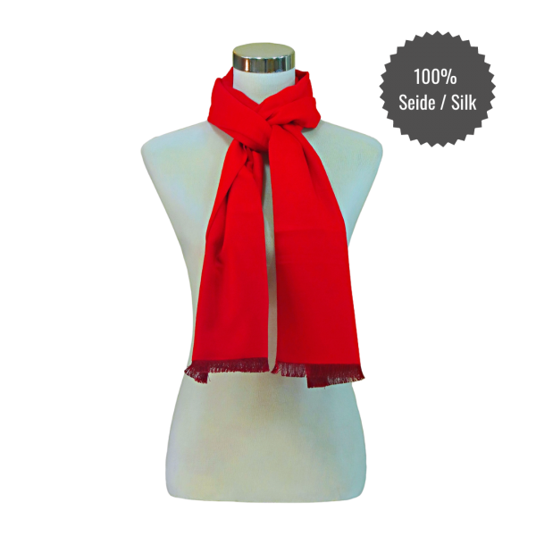 Scarf Shawl 100% Silk Flannel Red unicolor