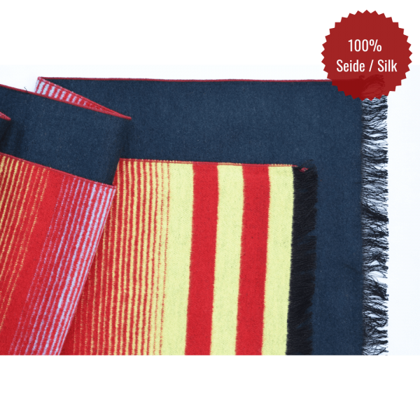 Scarf Shawl 100% Silk Flannel Jacquard Black Red Yellow