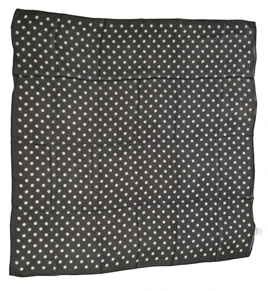 Tuch Seide Satin Georgette 85X85 Punkte Tupfen Schwarz Weiß