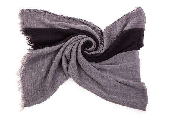 Schal 100% Baumwolle Einfarbig Knitterfalten Schwarz Grau