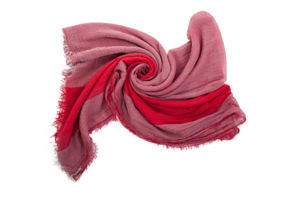 Schal 100% Baumwolle Einfarbig Knitterfalten Rot Grau