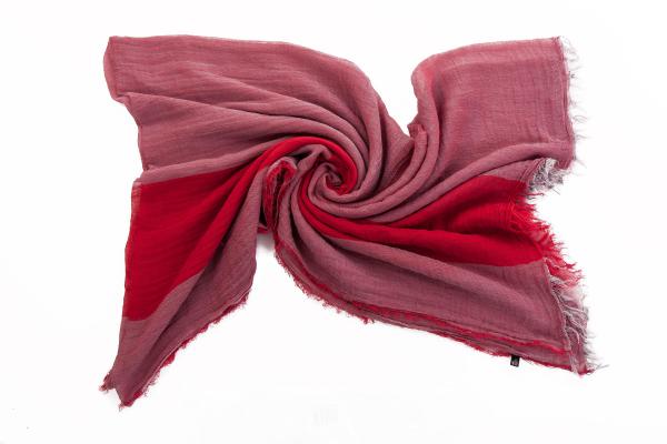 Schal 100% Baumwolle Einfarbig Knitterfalten Rot Grau