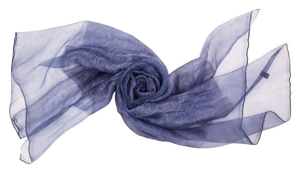 Scarf Silk Linen unicolour crease fold Blue