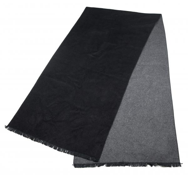 Shawl Scarf 100% Silk Flannel Jacquard Melange 200X45 cm Uni-Color Black Anthracite