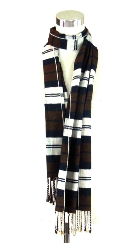 Schal 100% Seide Seidenflanell Jacquard Braun Schwarz Weiß
