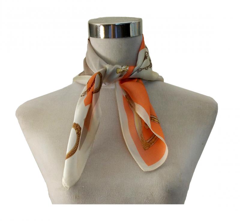 Nickituch Seide Satin Klassisch Orange Beige Braun