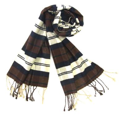 Schal 100% Seide Seidenflanell Jacquard Braun Schwarz Weiß