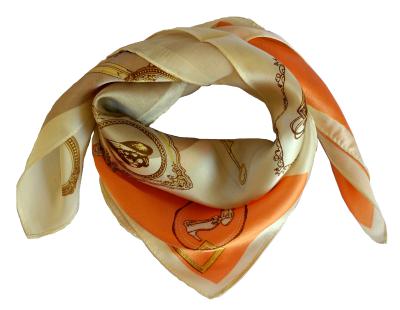 Nickituch Seide Satin Klassisch Orange Beige Braun